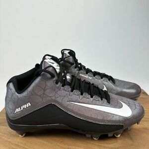 New‎ Mens Nike Alpha Strike 2 3/4 D Black Athletic Football Cleats Shoes Sz 10.5